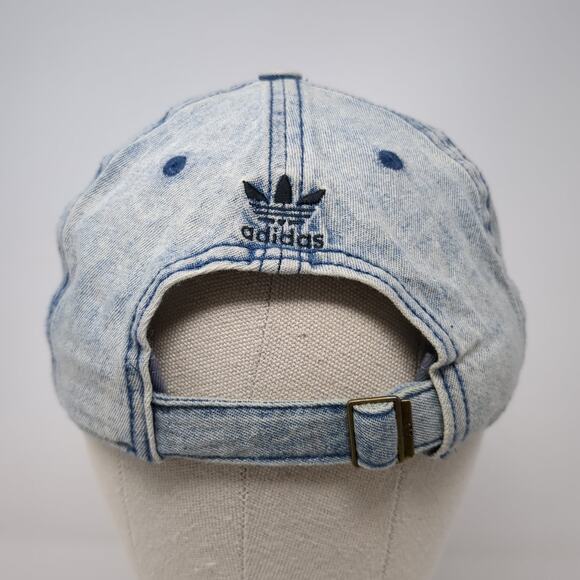 Adidas Baseball Cap Blue One Size Adjustable Embroidered Trefoil Denim Cotton - Picture 6 of 9